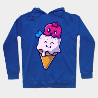 Happy Ice Cream Cone Cartoon Hoodie